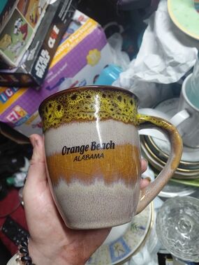 Orange Beach Alabama Stoneware Mug - Yellow Brown Glaze